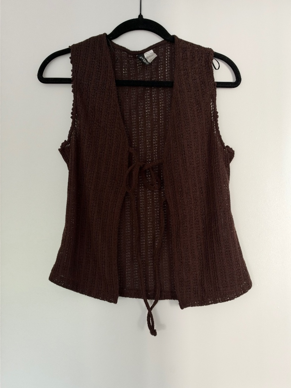 H&M Brown Crochet Tie-Front Sleeveless Top